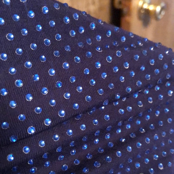 Navy Blue Sequin Scoop Neck Tank Top - Picture 6 of 11